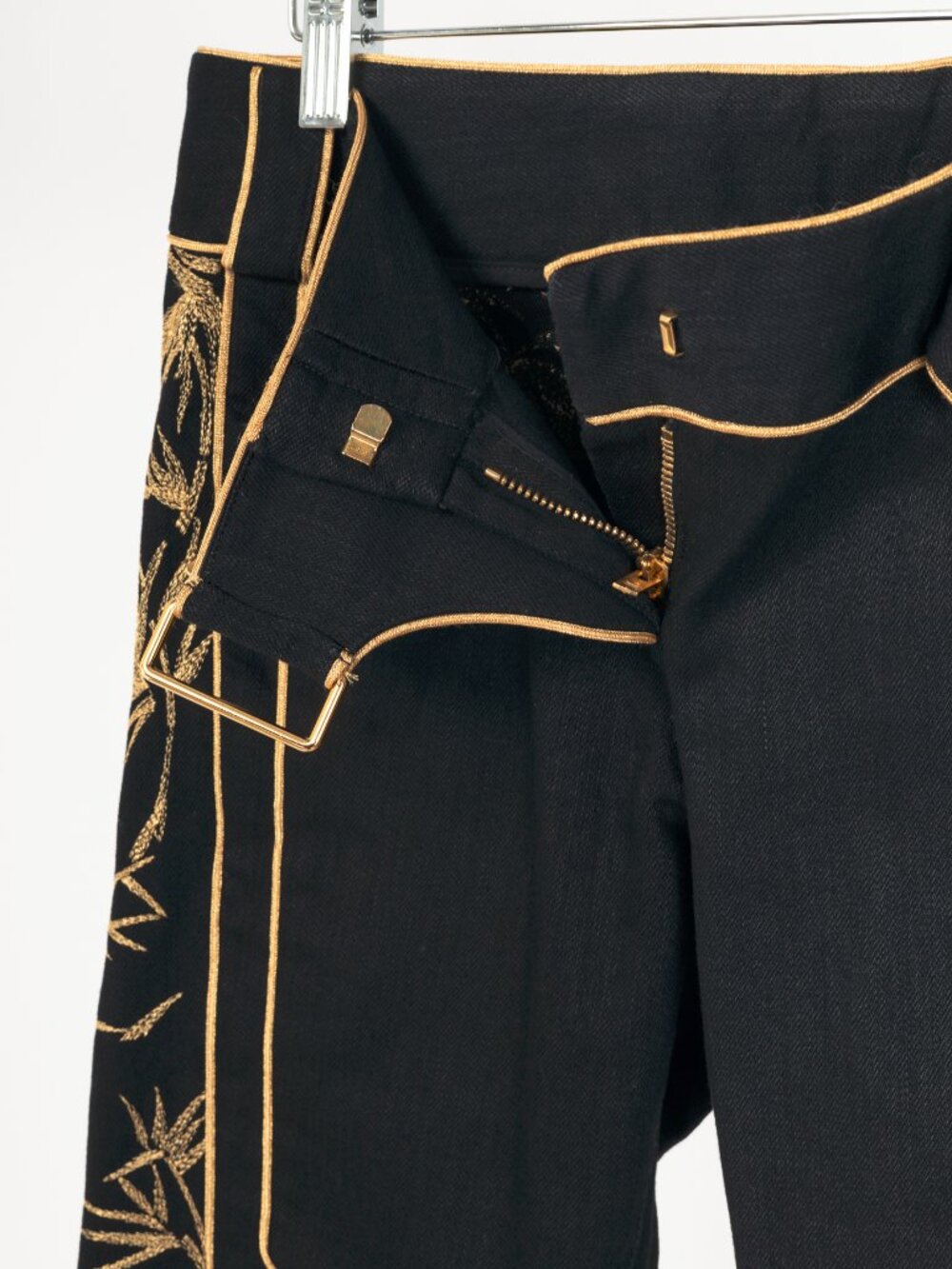 Balmain Black Embroidered Piped Riding-Style Jeans - Picture 9 of 12